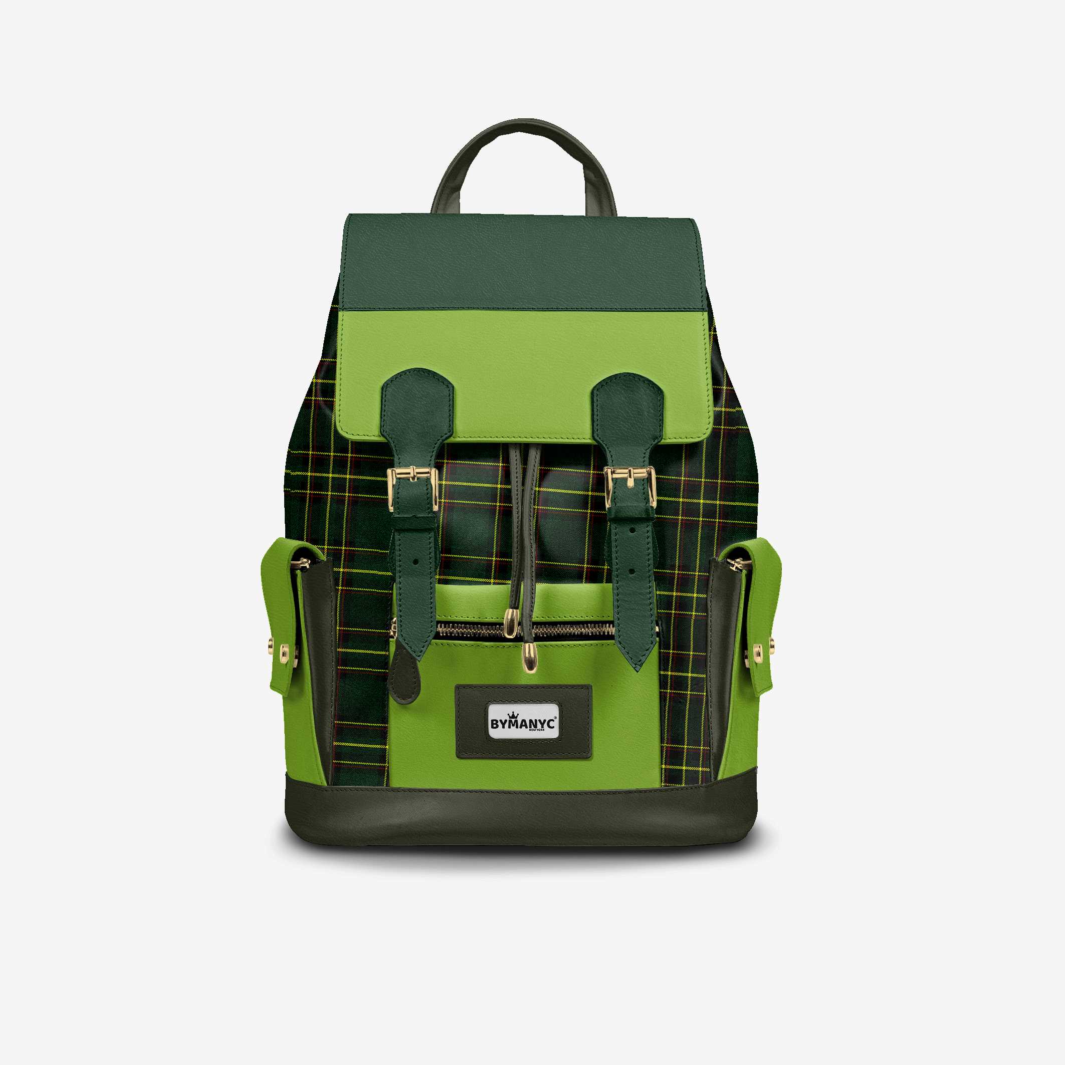 Luxury Vegan Backpack TARTAN GREEN EDGE – BYMANYC ® New York - BYMANYC ® New York  