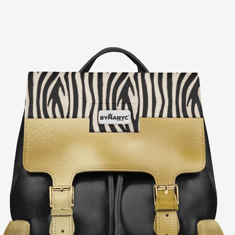 Luxury Vegan Backpack ZEBRA GOLD EDGE – BYMANYC ® New York - BYMANYC ® New York  