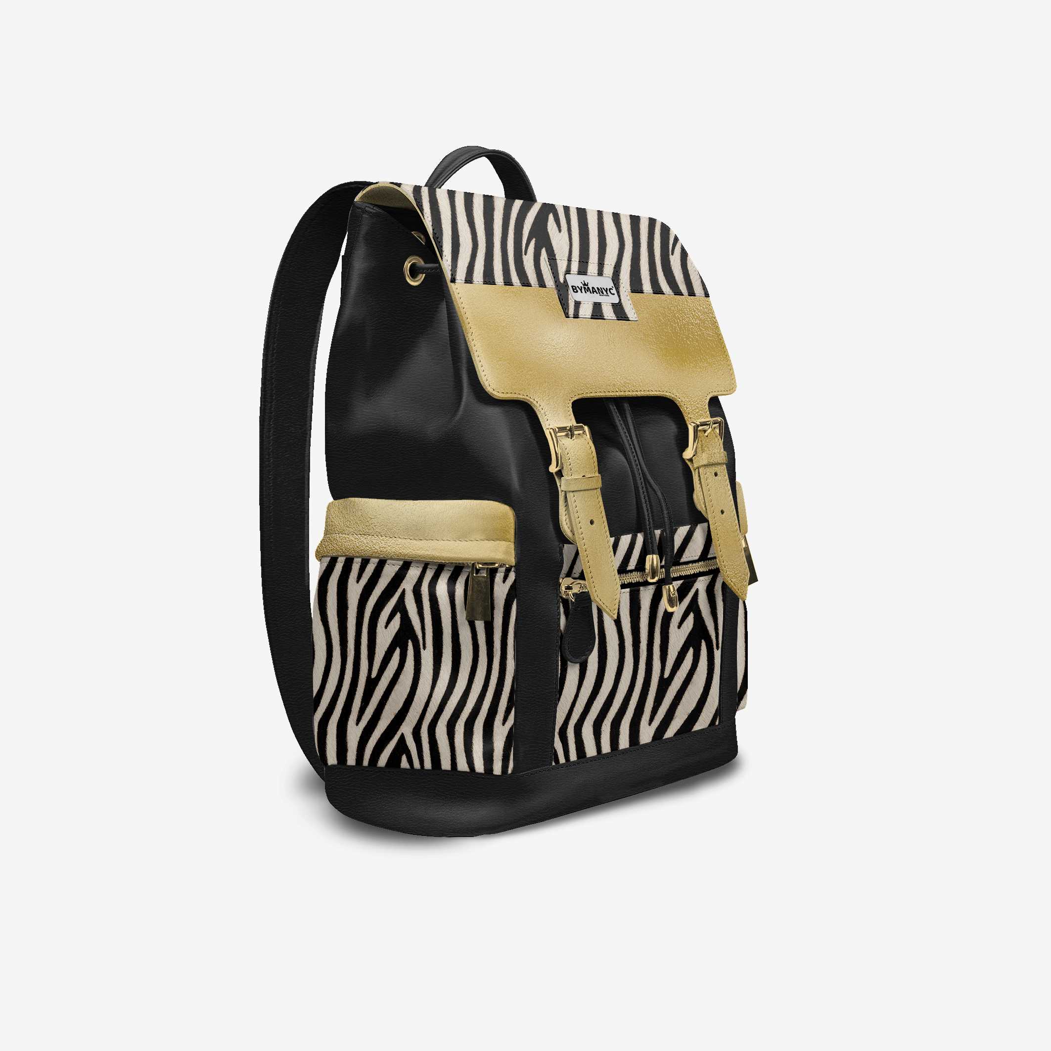 Luxury Vegan Backpack ZEBRA GOLD EDGE – BYMANYC ® New York - BYMANYC ® New York  