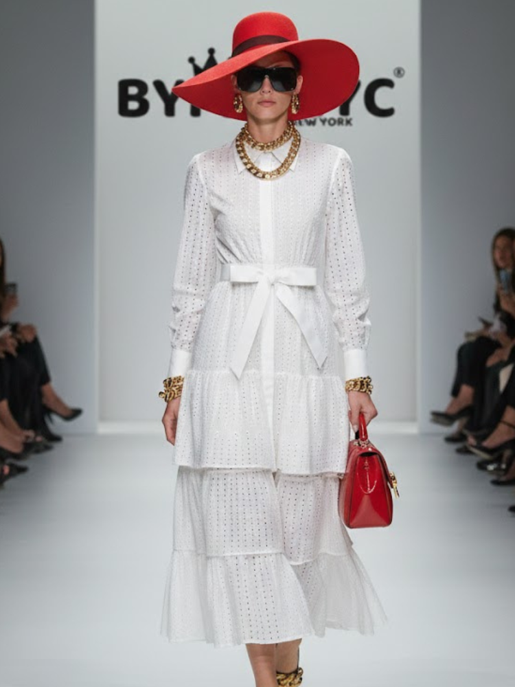 Maxi Dress New Collection BYMANYC ® New York • Eyelet Embroidery & Tiered Ruffles - BYMANYC ® New York  