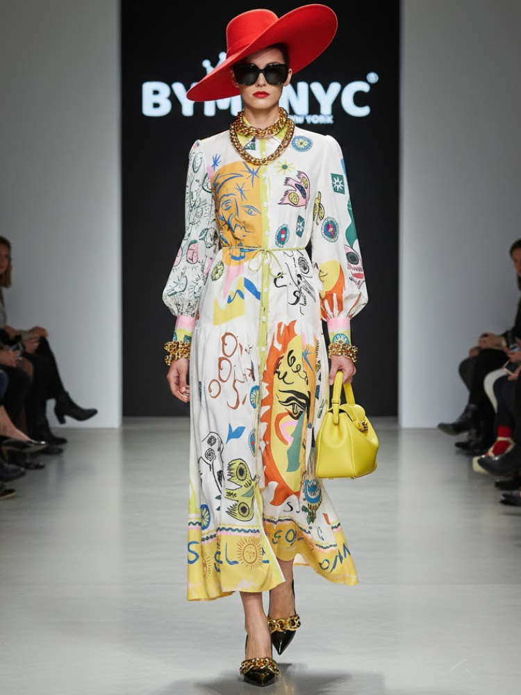  Maxi Dress New Collection BYMANYC ® New York • Surrealist Artistic Print  NYC Wholesale Boutique Inventory - No MOQ & Ready to Ship