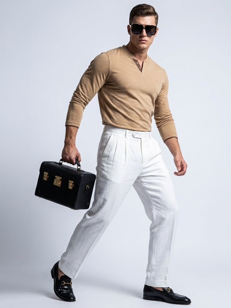  Men's Henley Long-Sleeve Polo MADISON New Collection Prêt-à-Porter BYMANYC ® New York  NYC Wholesale Boutique Inventory - No MOQ & Ready to Ship