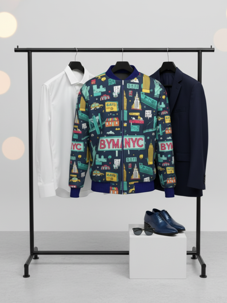  Men's WALL STREET Bomber Jacket BYMANYC ® New York  NYC Wholesale Boutique Inventory - No MOQ & Ready to Ship