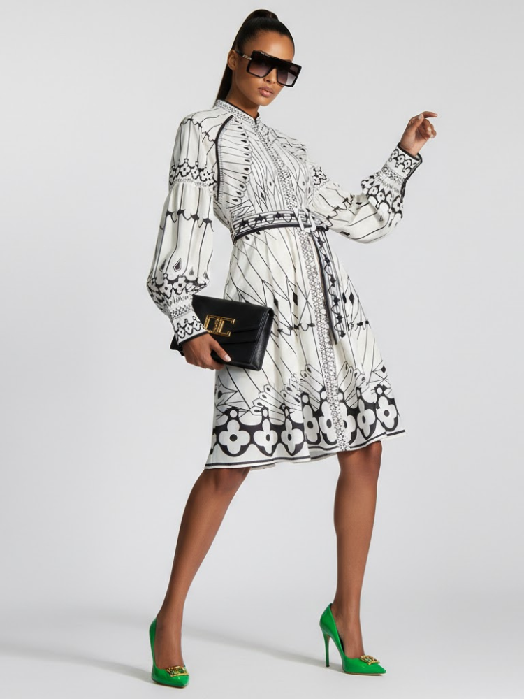 Midi Dress New Collection BYMANYC ® New York • Butterfly Geometric Print - BYMANYC ® New York  