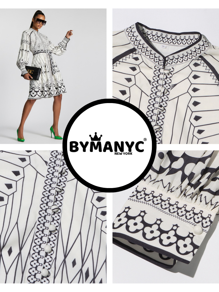  Midi Dress New Collection BYMANYC ® New York • Butterfly Geometric Print  NYC Wholesale Boutique Inventory - No MOQ & Ready to Ship