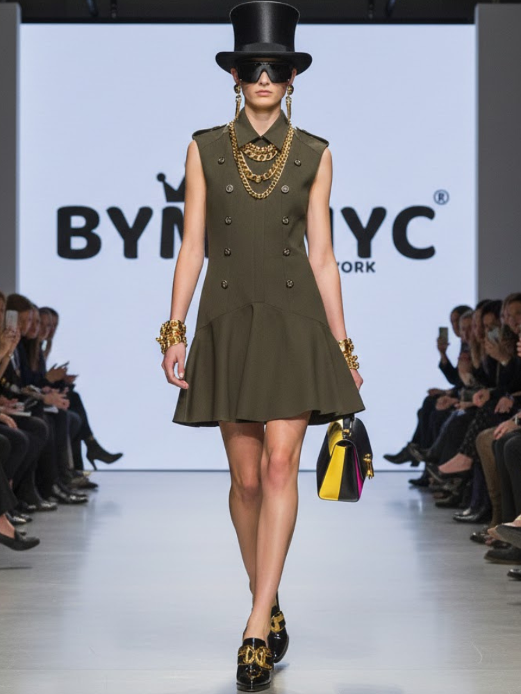  Military-Chic Peplum Dress • CHELSEA New Collection BYMANYC ® New York  NYC Wholesale Boutique Inventory - No MOQ & Ready to Ship