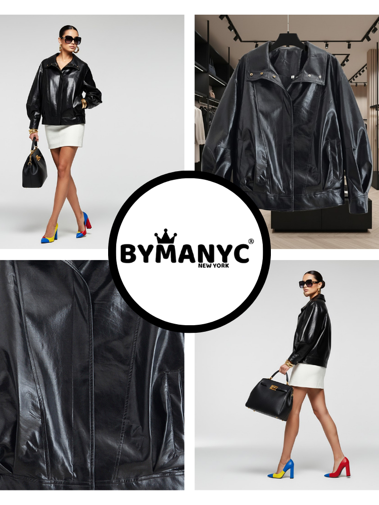  Minimalist Eco-Leather Jacket • SOHO New Collection BYMANYC ® New York  NYC Wholesale Boutique Inventory - No MOQ & Ready to Ship