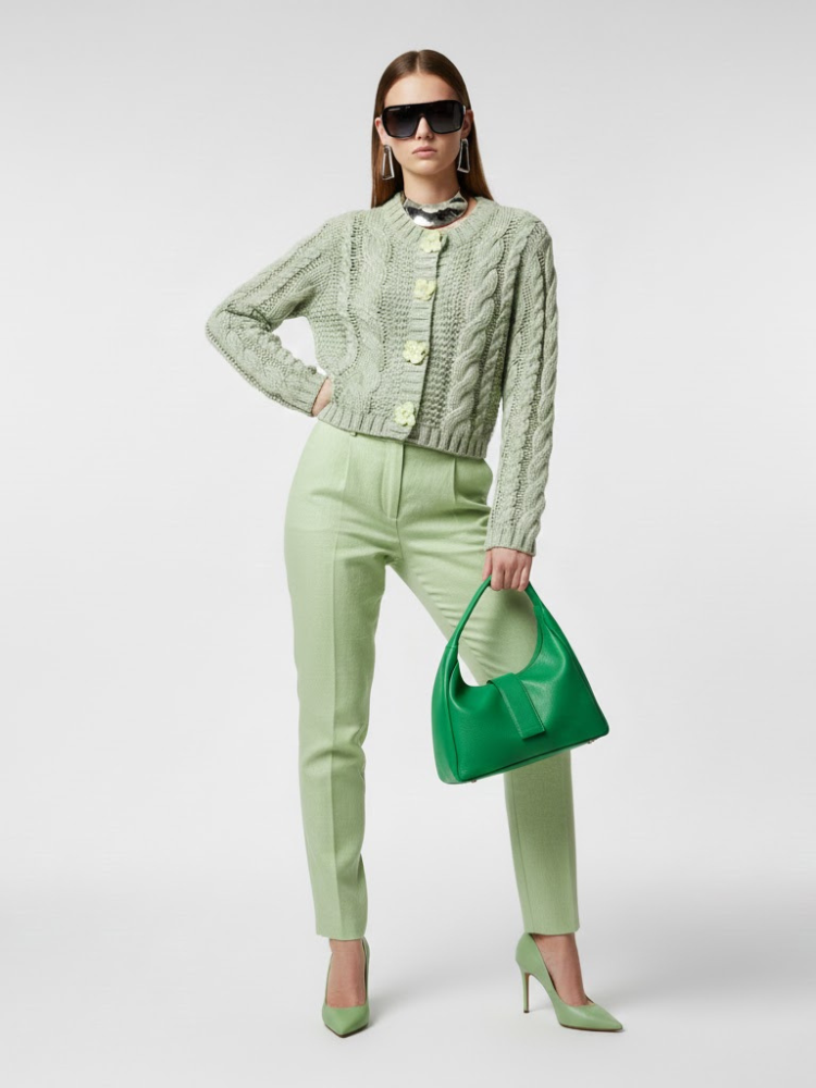  Mint Green Cable Knit Cardigan - TRIBECA: New Colección COUTURE in NOLITA - BYMANYC ® New York  NYC Wholesale Boutique Inventory - No MOQ & Ready to Ship