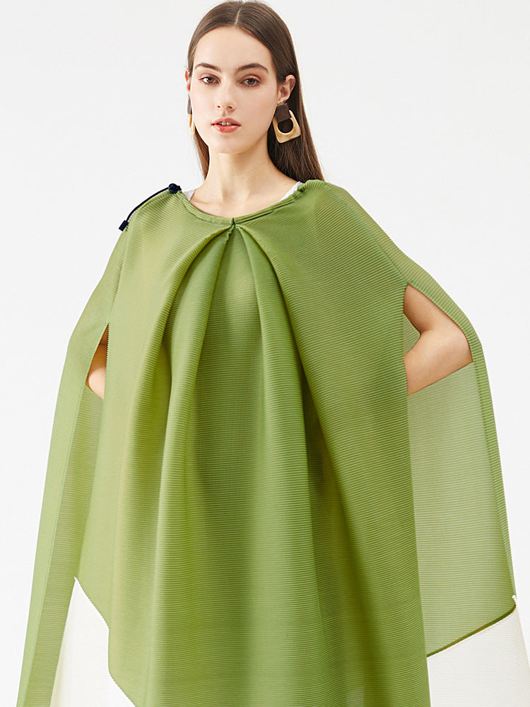 Miyake Style Pleated Dress with Contrast Stitching For Women, SoHo, BYMANYC New York. - BYMANYC ® New York  