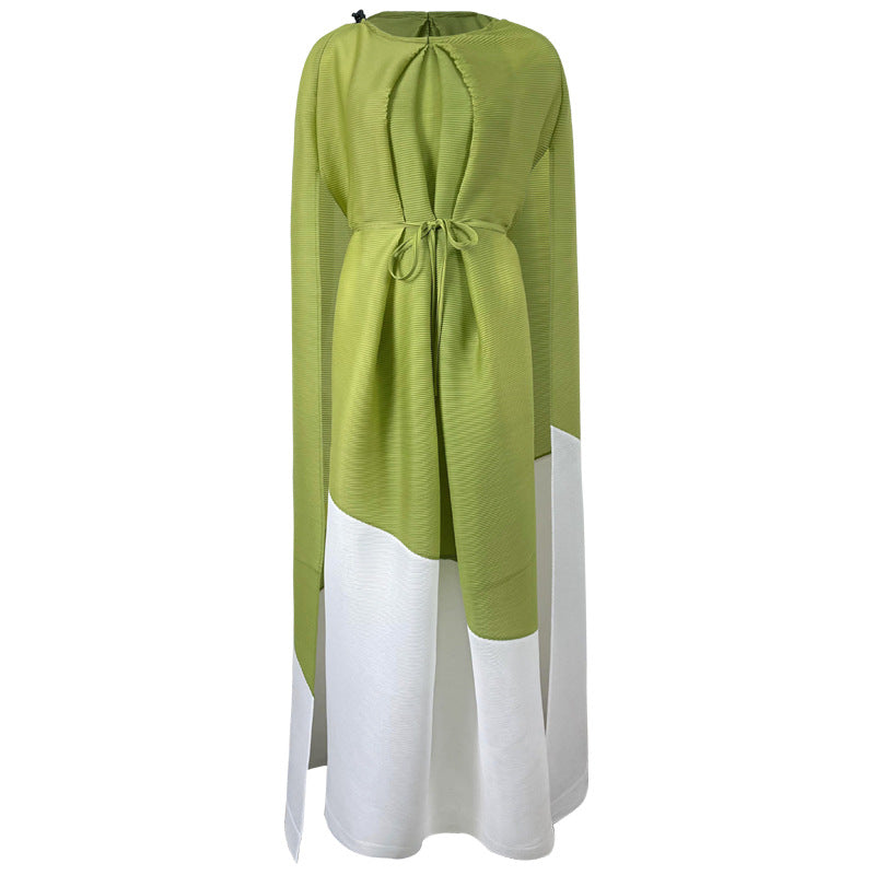 Miyake Style Pleated Dress with Contrast Stitching For Women, SoHo, BYMANYC New York. - BYMANYC ® New York  