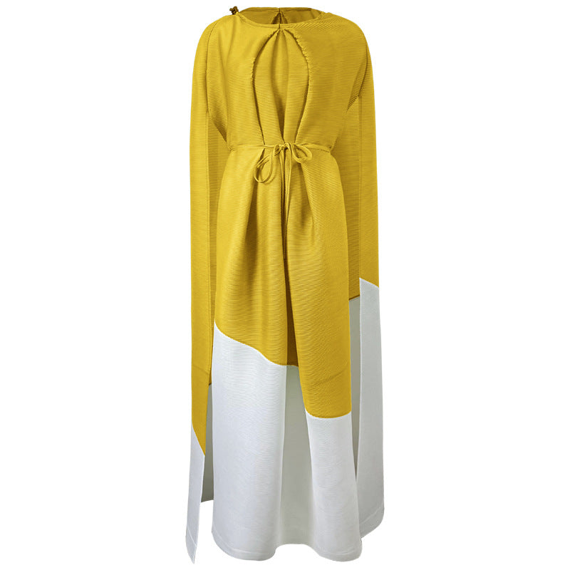 Miyake Style Pleated Dress with Contrast Stitching For Women, SoHo, BYMANYC New York. - BYMANYC ® New York  