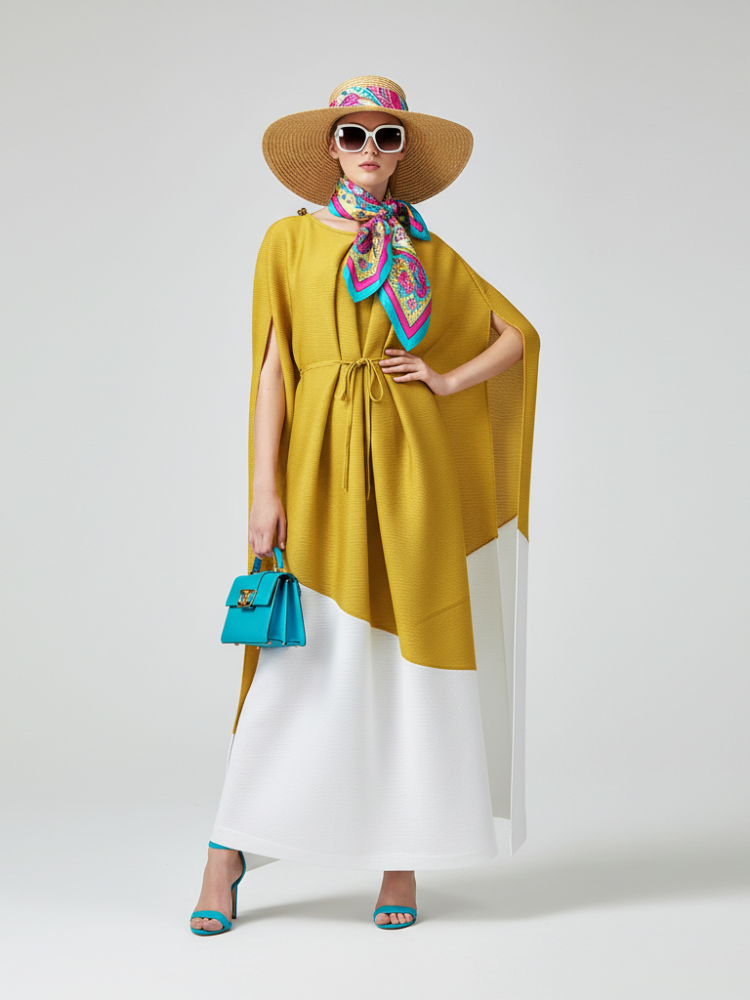 Miyake Style Pleated Dress with Contrast Stitching For Women, SoHo, BYMANYC New York. - BYMANYC ® New York  