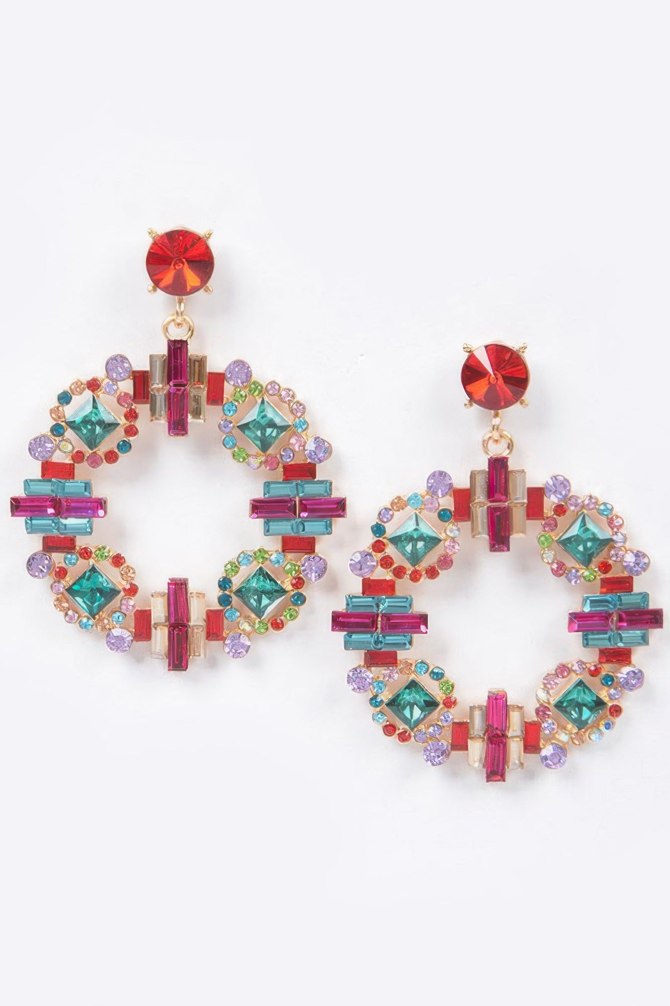  Multi Rhinestone Round Earrings | Iconic BYMANYC ® New York Glam  NYC Wholesale Boutique Inventory - No MOQ & Ready to Ship
