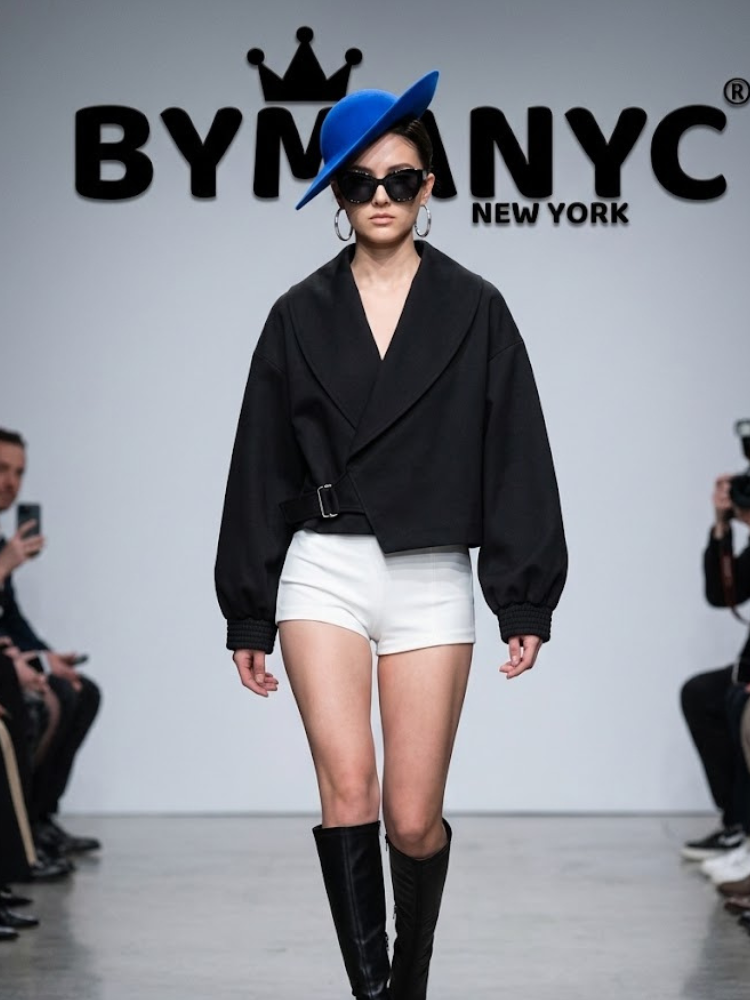 Women's Olive Green Cropped Wrap Jacket with Wide Shawl Lapel and Belt Prêt-à-Porter BYMANYC ® New York - New Collection