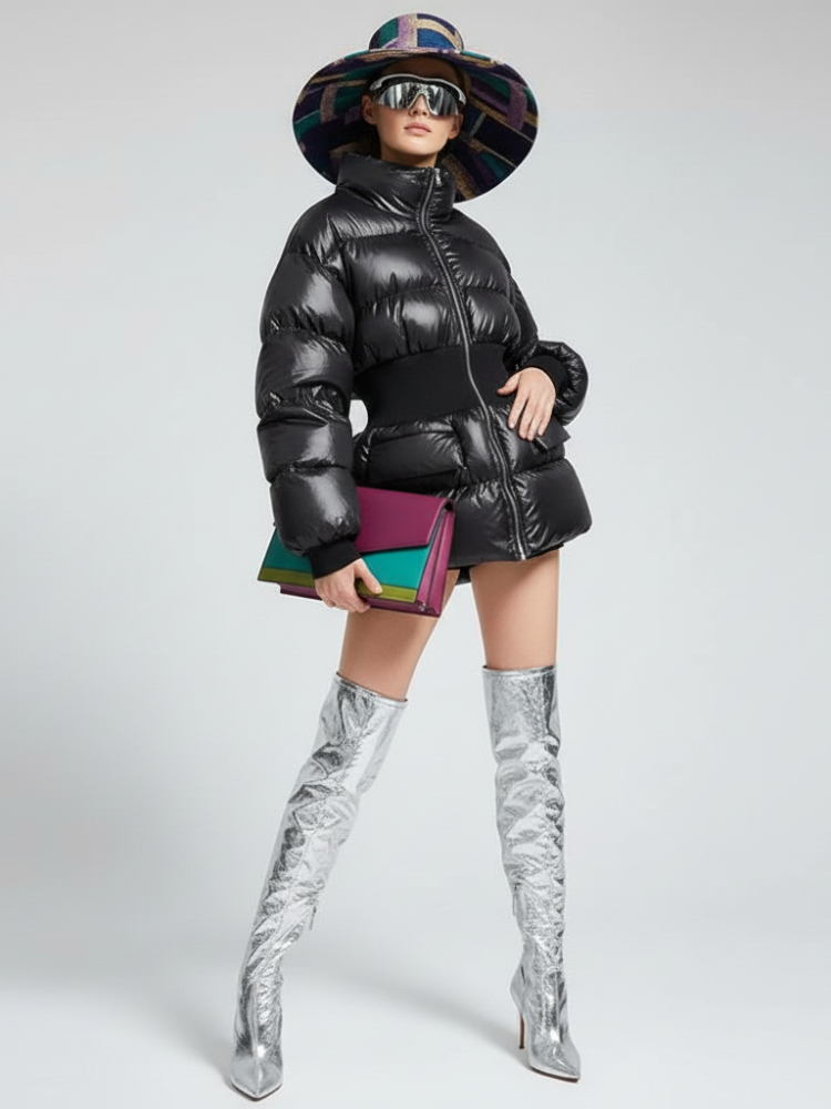  NOHO Elastic Waist Puffer Jacket BYMANYC ® New York  NYC Wholesale Boutique Inventory - No MOQ & Ready to Ship