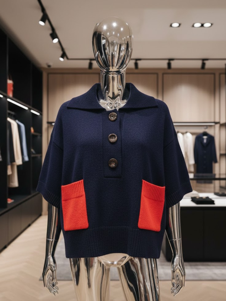  Navy Contrast Polo • TRIBECA New Collection BYMANYC ® New York  NYC Wholesale Boutique Inventory - No MOQ & Ready to Ship