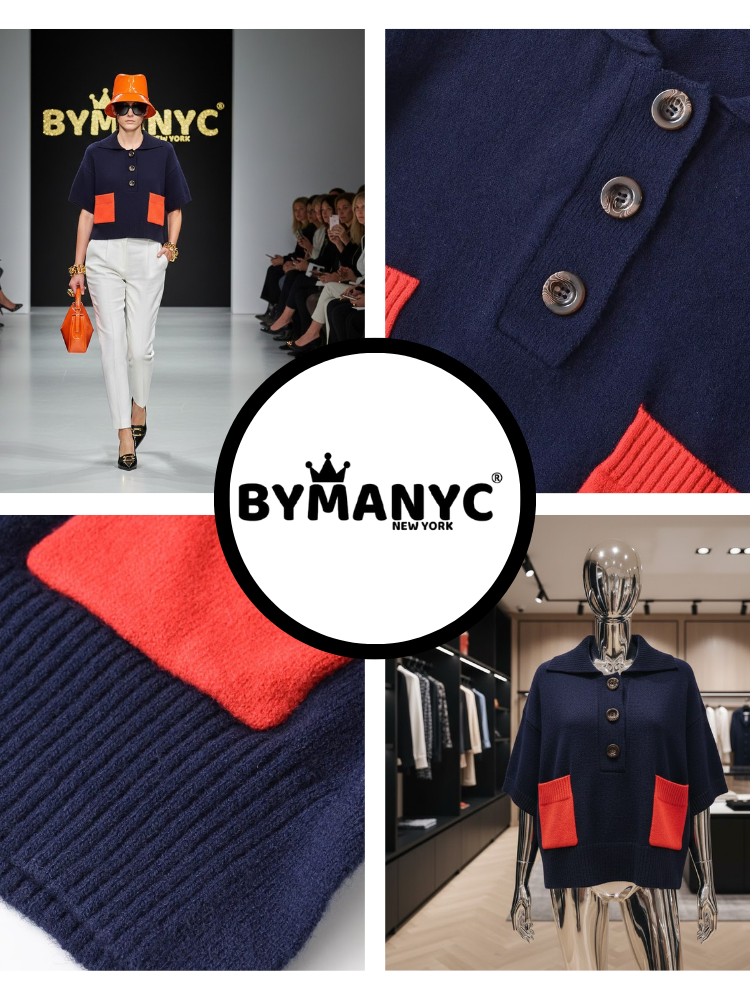  Navy Contrast Polo • TRIBECA New Collection BYMANYC ® New York  NYC Wholesale Boutique Inventory - No MOQ & Ready to Ship