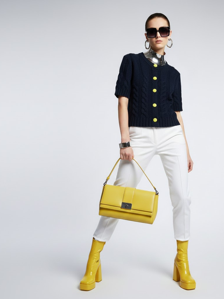 Navy Short-Sleeve Knit Cardigan SOHO: New Colección COUTURE in NOLITA - BYMANYC ® New York - BYMANYC ® New York  