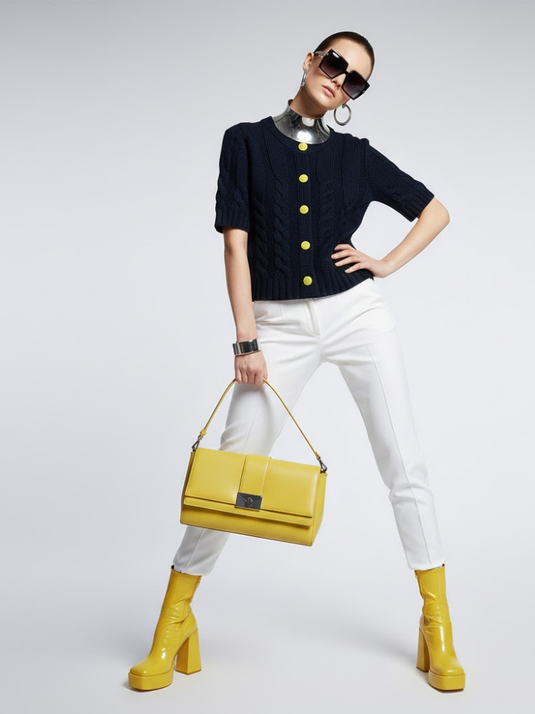 Navy Short-Sleeve Knit Cardigan SOHO: New Colección COUTURE in NOLITA - BYMANYC ® New York - BYMANYC ® New York  