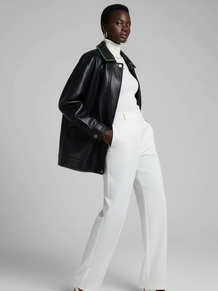 Black Vegan Leather Overshirt Jacket KENMARE: New Colección COUTURE in NOLITA - BYMANYC ® New York