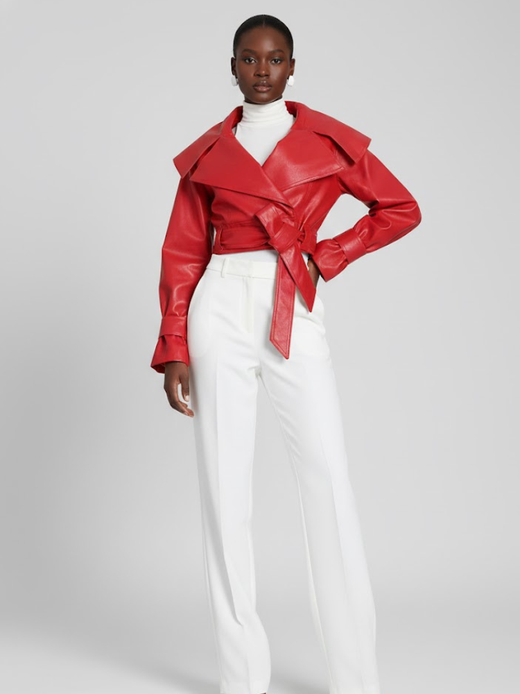 Red Vegan Leather Wrap Jacket CROSBY: New Colección COUTURE in NOLITA - BYMANYC ® New York