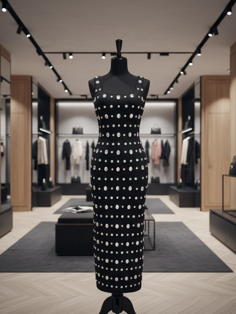  Noir Crystal Column • UPPER EAST New Collection BYMANYC ® New York  NYC Wholesale Boutique Inventory - No MOQ & Ready to Ship