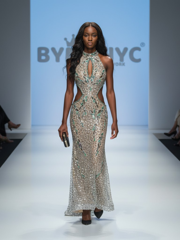 Nude Crystal Gala Dress GREENWICH VILLAGE: Prêt-à-Porter Line BYMANYC ® New York - BYMANYC ® New York  