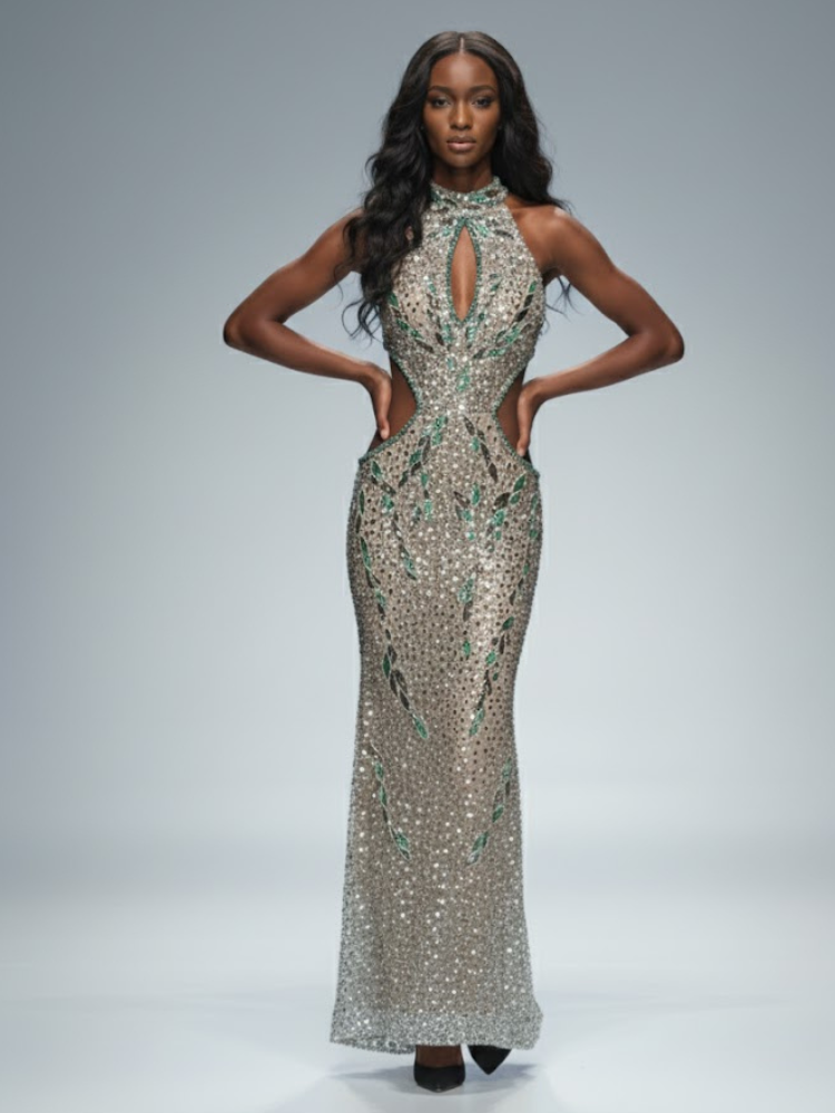 Nude Crystal Gala Dress GREENWICH VILLAGE: Prêt-à-Porter Line BYMANYC ® New York - BYMANYC ® New York  