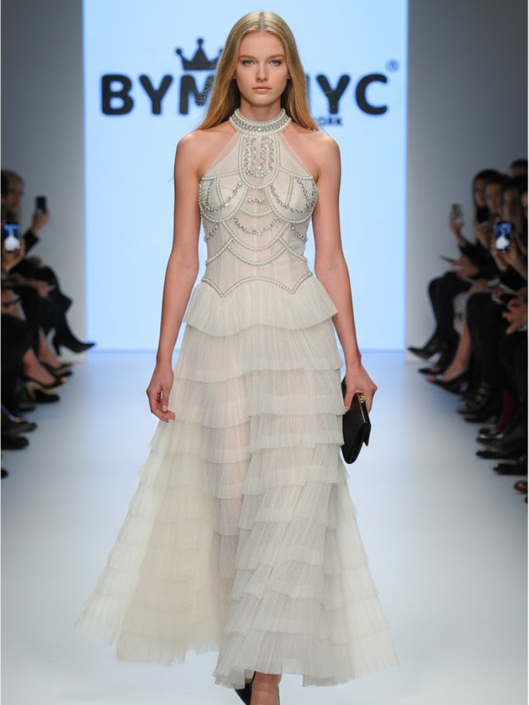 Off-White Pearl Gala Dress GOVERNORS ISLAND: Prêt-à-Porter Line BYMANYC ® New York - BYMANYC ® New York  