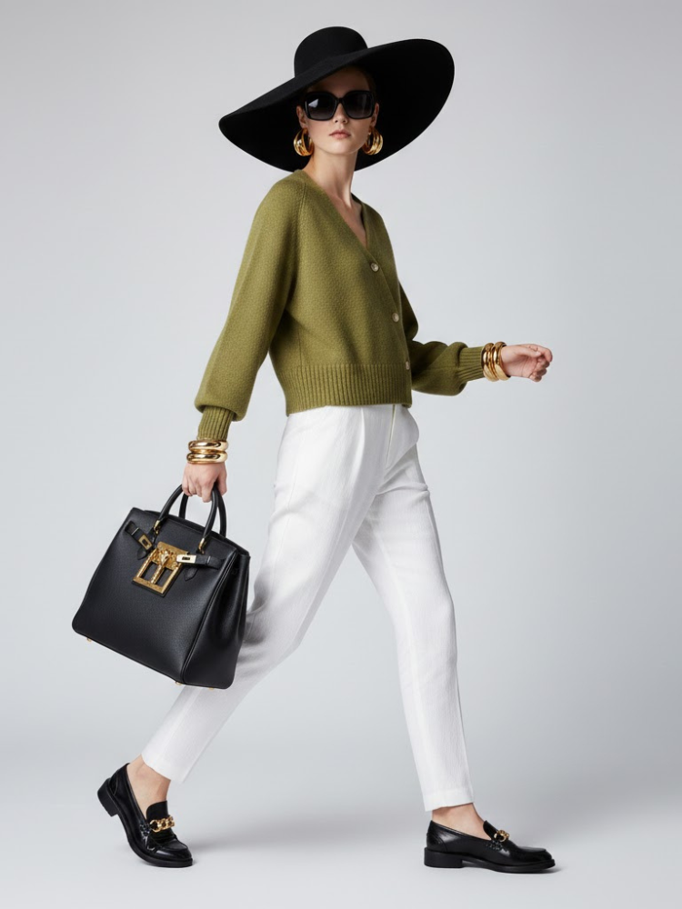 Olive Cropped Knit Cardigan LUDLOW: New Colección COUTURE in NOLITA - BYMANYC ® New York - BYMANYC ® New York  