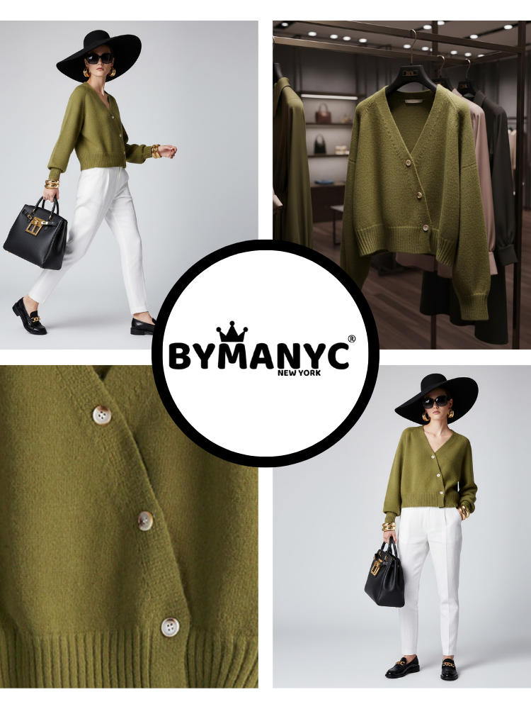  Olive Cropped Knit Cardigan LUDLOW: New Colección COUTURE in NOLITA - BYMANYC ® New York  NYC Wholesale Boutique Inventory - No MOQ & Ready to Ship