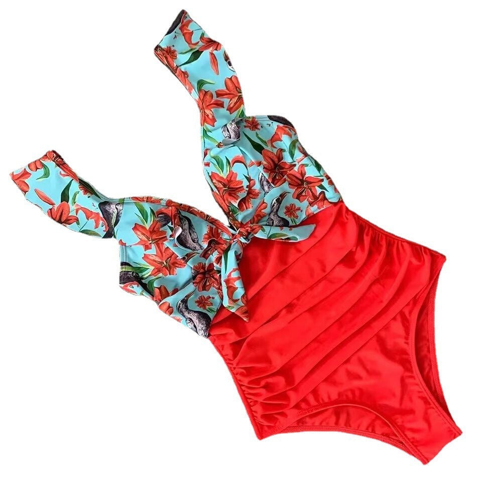 One-Piece Swimsuit With Ruffles For Women, Floral, SoHo, BYMANYC New York. - BYMANYC ® New York  