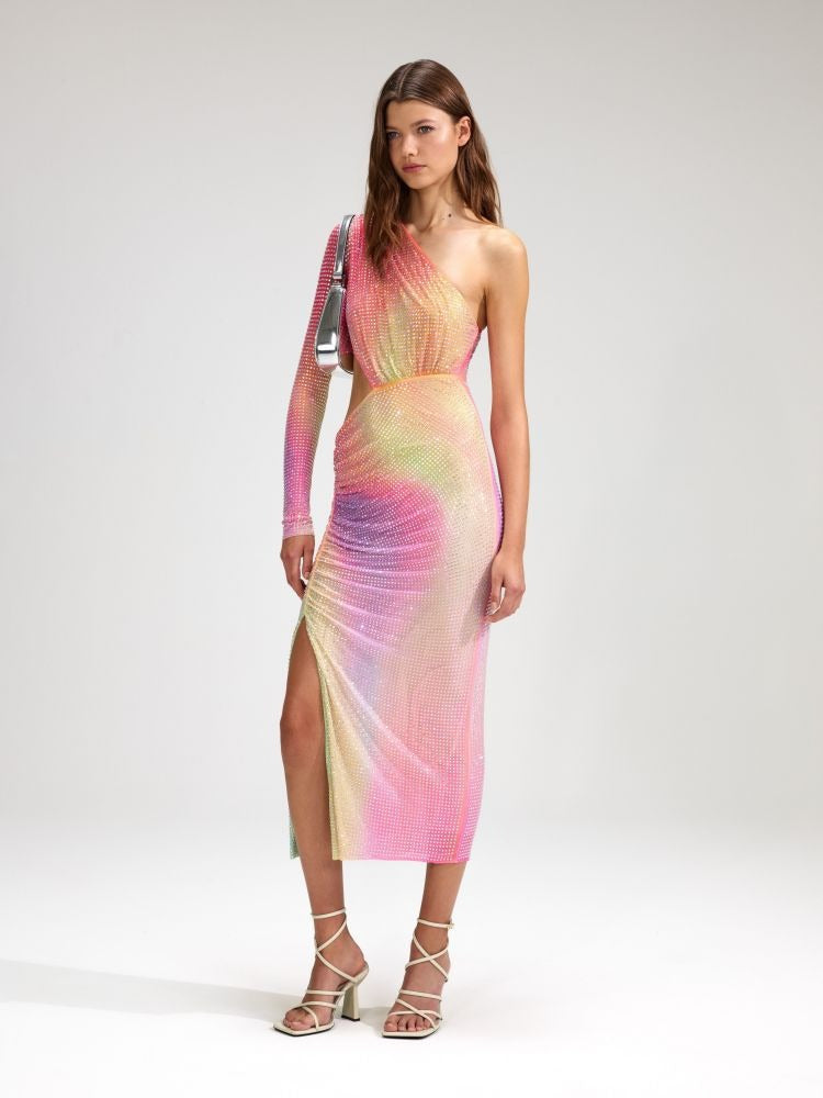 One-Shoulder Slit Dress with Cinched Waist For Women, Upper East Side, BYMANYC New York. - BYMANYC ® New York  