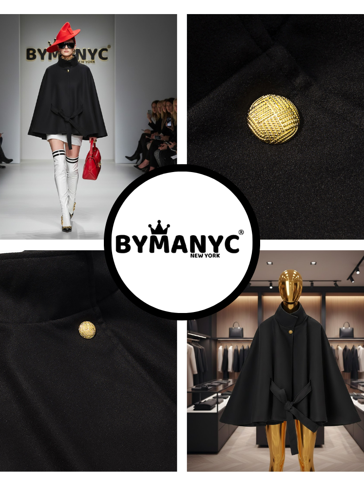 Onyx Belted Cape • FIFTH AVE New Collection BYMANYC ® New York  NYC Wholesale Boutique Inventory - No MOQ & Ready to Ship