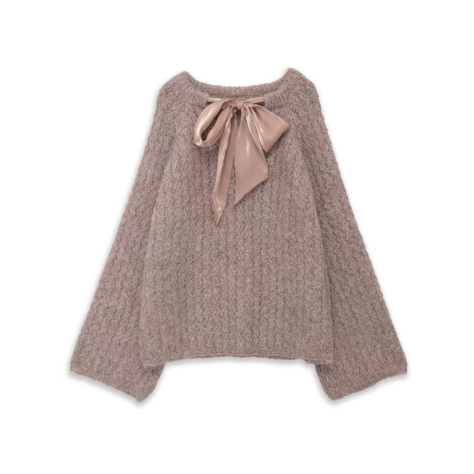  Oversize Mohair Knit Sweater With Satin Bow SOHO New Collection FASHION BYMANYC ® New York  NYC Wholesale Boutique Inventory - No MOQ & Ready to Ship