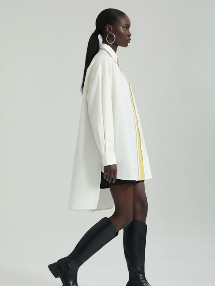  Oversized Asymmetric Shirt Dress in Crisp White • BYMANYC ® New York  NYC Wholesale Boutique Inventory - No MOQ & Ready to Ship