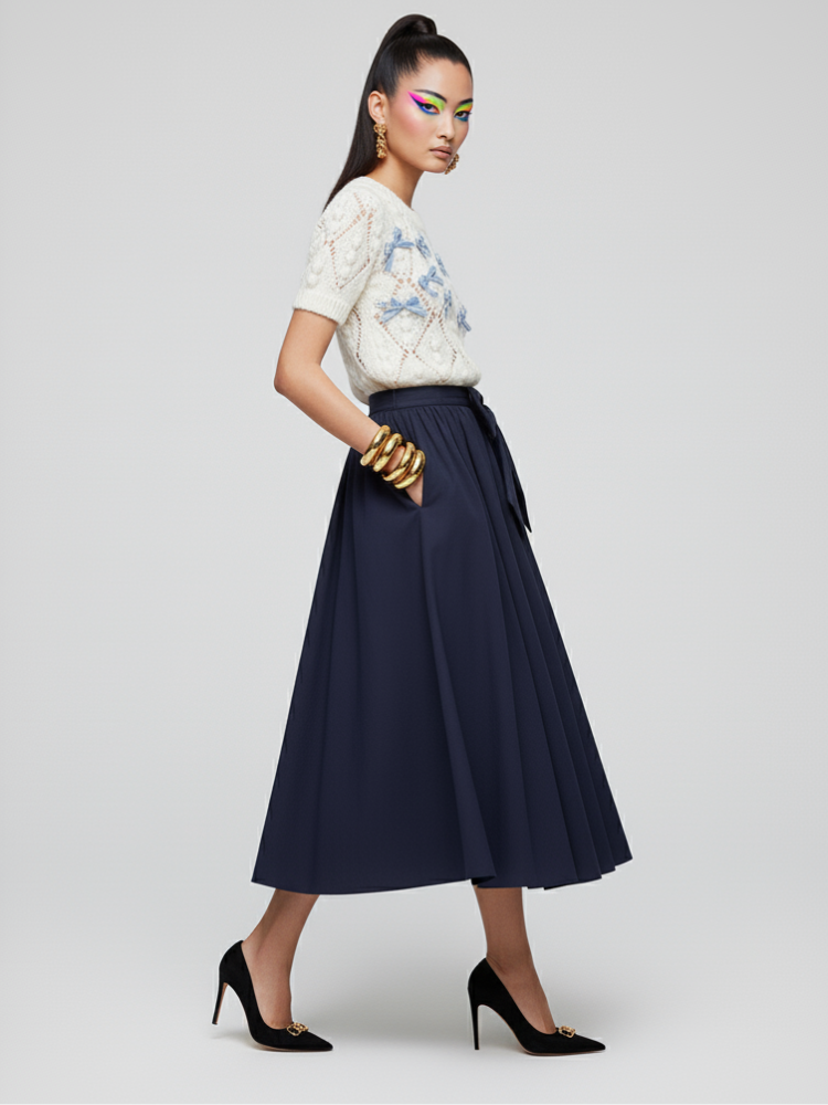  PARK AVENUE Bow Midi Skirt ECO FASHION BYMANYC ® New York  NYC Wholesale Boutique Inventory - No MOQ & Ready to Ship