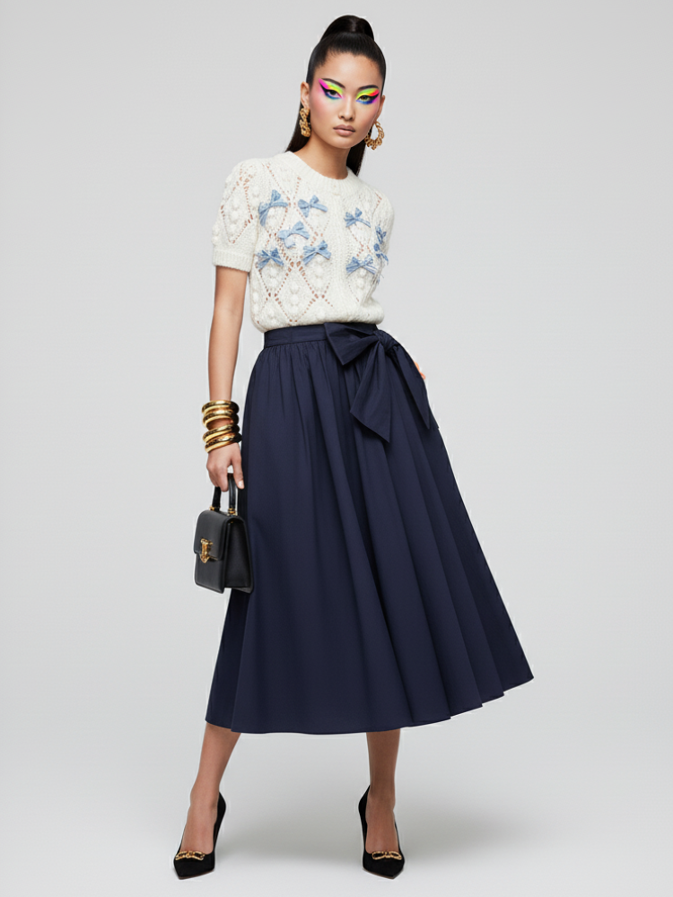  PARK AVENUE Bow Midi Skirt ECO FASHION BYMANYC ® New York  NYC Wholesale Boutique Inventory - No MOQ & Ready to Ship