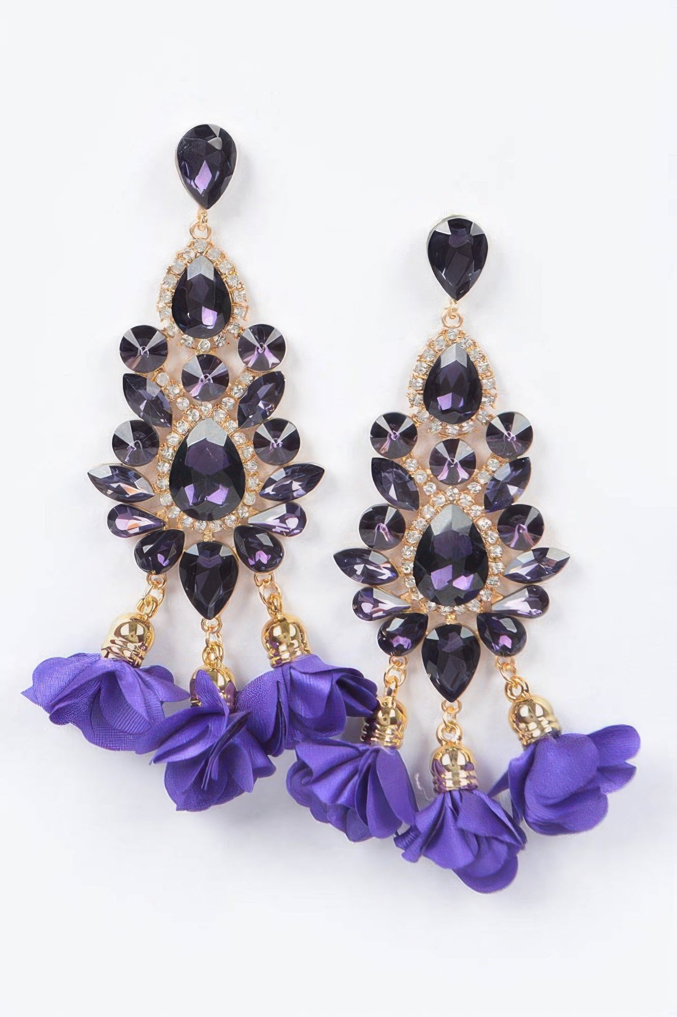  PARK AVENUE Multi Rhinestone Flower Drop Earrings: BYMANYC ® New York  NYC Wholesale Boutique Inventory - No MOQ & Ready to Ship