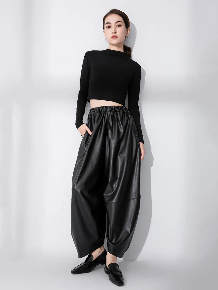 PU Wide-Leg Pants, Wall Street | Women - BYMANYC ® New York - BYMANYC ® New York  