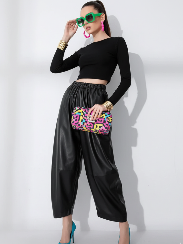  PU Wide-Leg Pants, Wall Street | Women - BYMANYC ® New York  NYC Wholesale Boutique Inventory - No MOQ & Ready to Ship