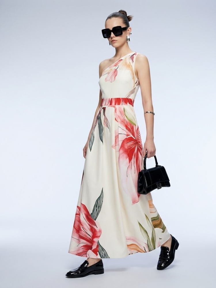 Women's Dress One-Shoulder Maxi BYMANYC ® New York HAMPTONS FLORAL - New Collection