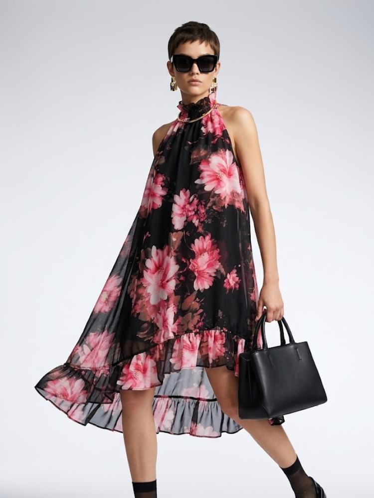 Women's Dress High Neck Halter BYMANYC ® New York PARK AVENUE PINK FLORAL - New Collection