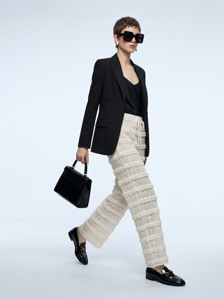 Women's Crochet Lace Pants BYMANYC ® New York HAMPTONS CREAM WIDE LEG - New Collection