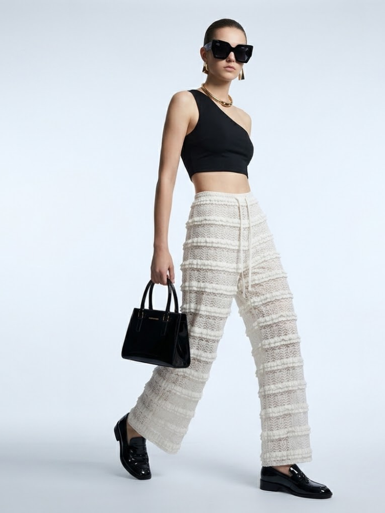 Women's Crochet Lace Pants BYMANYC ® New York HAMPTONS CREAM WIDE LEG - New Collection