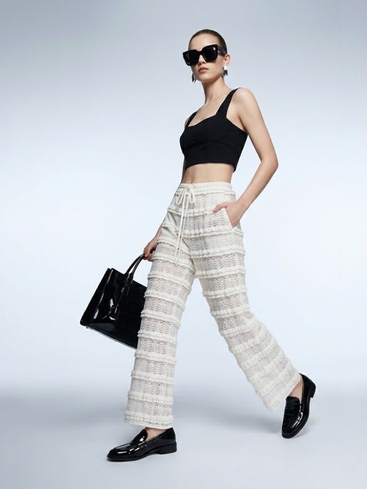 Women's Crochet Lace Pants BYMANYC ® New York HAMPTONS CREAM WIDE LEG - New Collection