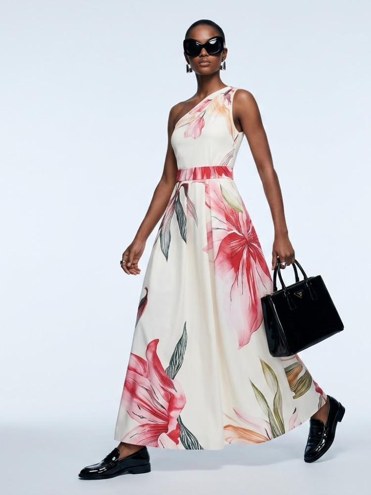 Women's Dress One-Shoulder Maxi BYMANYC ® New York HAMPTONS FLORAL - New Collection