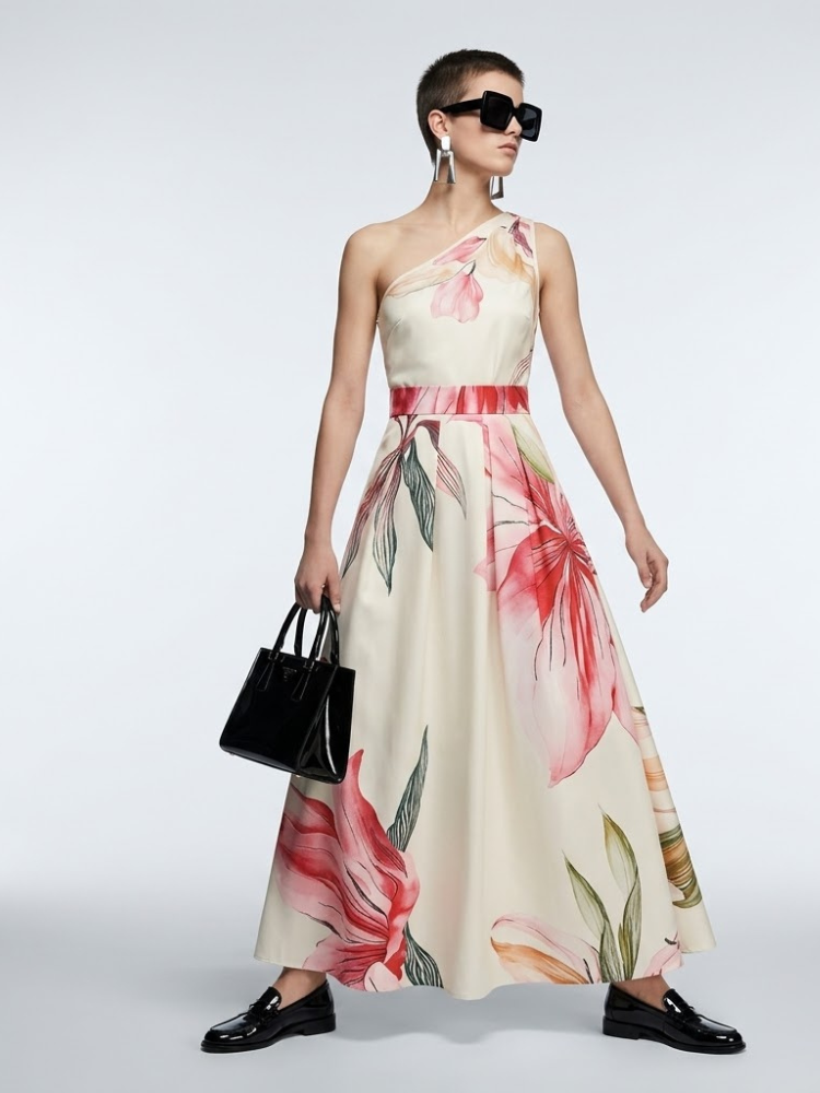 Women's Dress One-Shoulder Maxi BYMANYC ® New York HAMPTONS FLORAL - New Collection