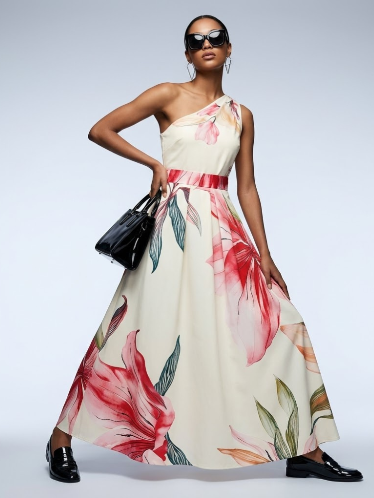 Women's Dress One-Shoulder Maxi BYMANYC ® New York HAMPTONS FLORAL - New Collection