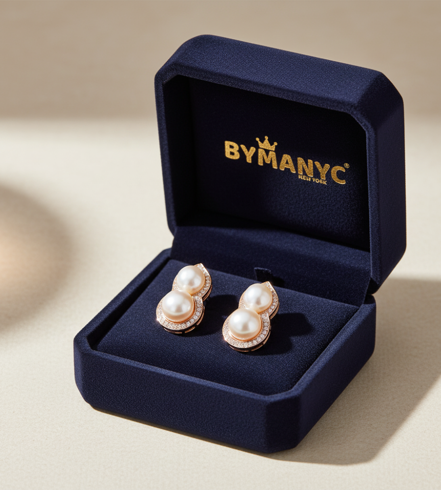 Pearl Stud Earrings Infinity Pearl SOHO BYMANYC ® New York - BYMANYC ® New York  